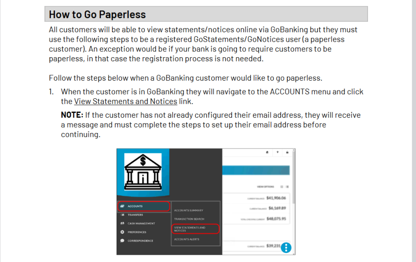 Log into online banking